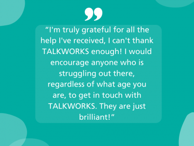 Kat thanks TALKWORKS for helping her