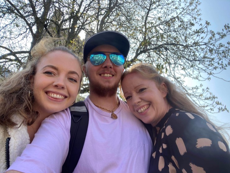 Callum Black with mum and sister