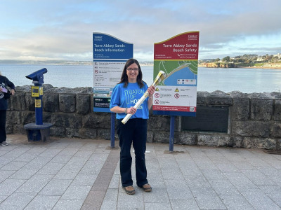 “It’s relevant to each and every one of us” - Sarah from TALKWORKS carries the Baton of Hope in Torquay